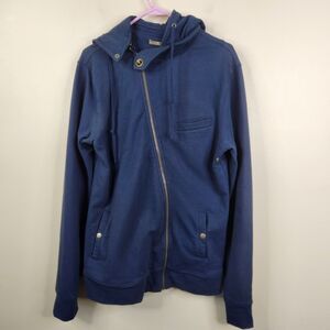 Mike & Chris Womens Asymmetrical Zip Removable Hood 3 Pocket LS Hoodie L